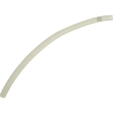 A transparent, flexible Elektra 03770003 Milk Frother Silicone Pipe - 340mm is shown bent in an arc against a white background, resembling typical tubing used in milk frothers. © 2025 1st-line.com