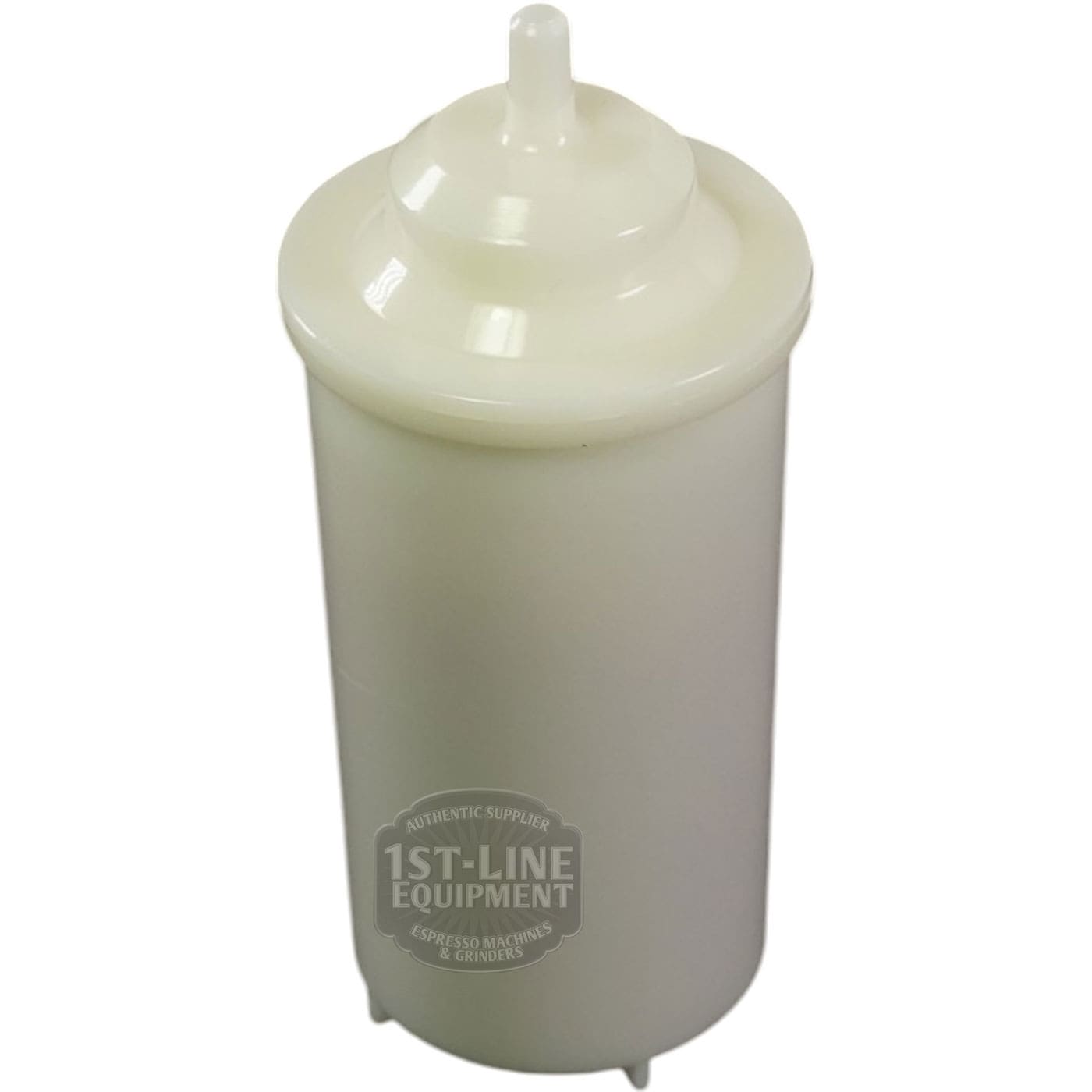 The Elektra 05637035 Water Softener is a white, cylindrical cartridge with a rounded top and small nozzle, shown upright on a flat surface. © 2025 1st-line.com