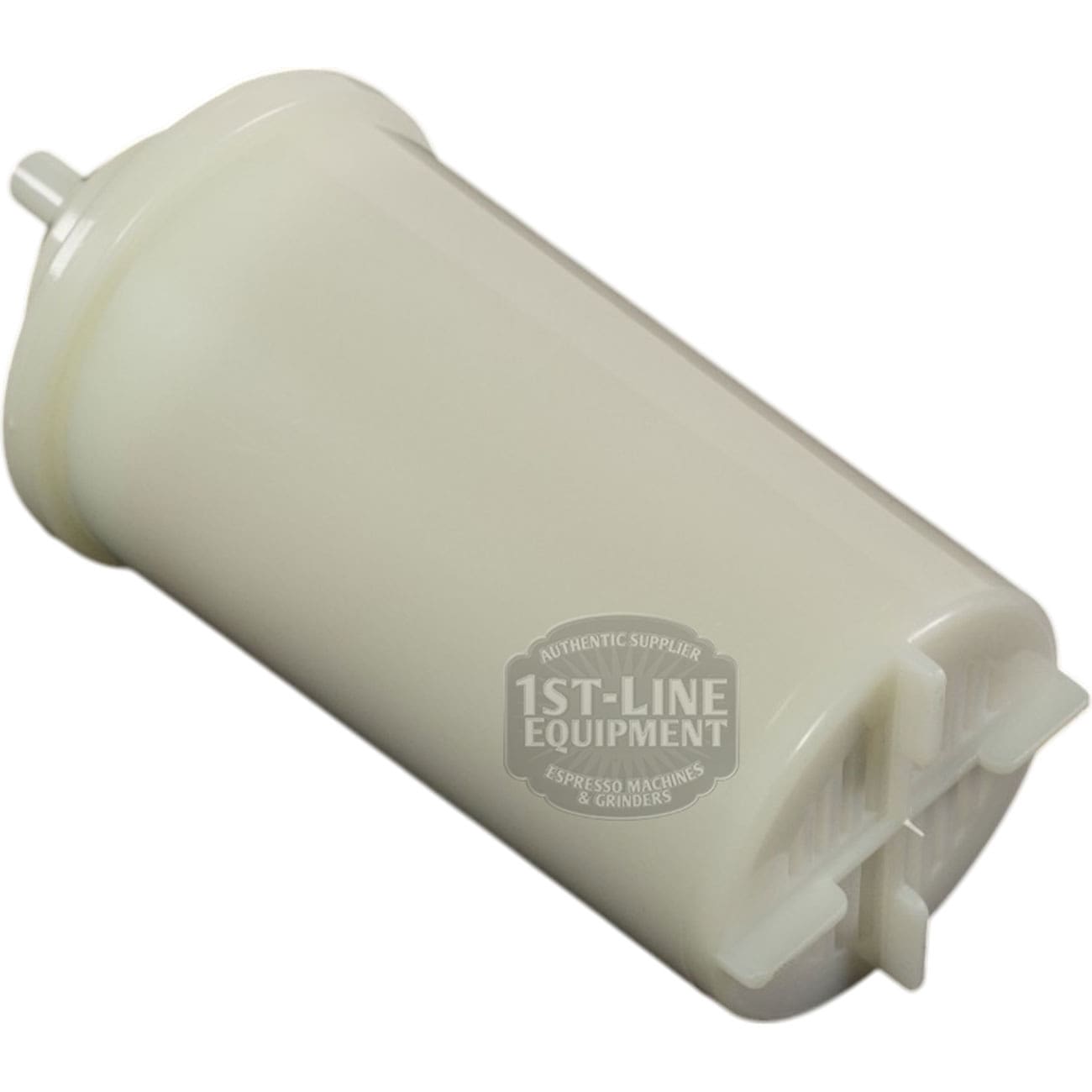 The Elektra 05637035 Water Softener is a white plastic cylindrical filter with a small nozzle on one end, ridged details on the other, and a faint 1st-Line Equipment logo on its side. © 2025 1st-line.com