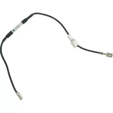 The Elektra 06573035 Thermical Fuse is a black electrical cable with white connectors and metal terminals at each end for easy attachment to devices, shown slightly curved against a white background. © 2025 1st-line.com
