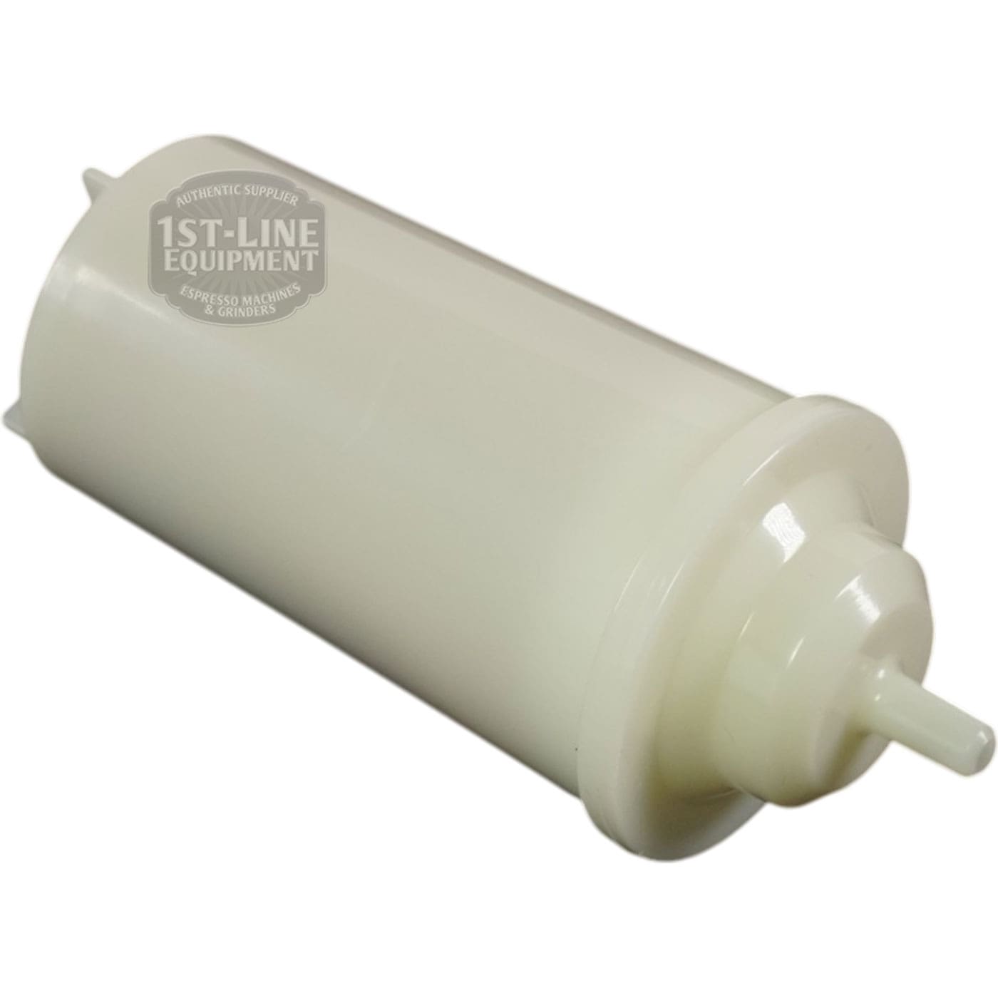 The image shows an Elektra 05637035 Water Softener, a white cylindrical cartridge with a small nozzle for espresso machines. The background is plain and features a “1st-Line Equipment” watermark. © 2025 1st-line.com
