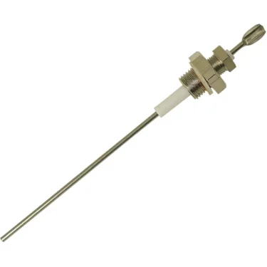 The La Nuova Era NE318 Boiler Probe is a metal temperature sensor with a long, slim rod and threaded hex nut fittings for secure insertion and mounting in compatible equipment. © 2025 1st-line.com