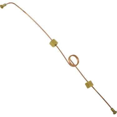 The La Nuova NE003001 Capillary Tube 1/8 features brass fittings and a center loop, and is used in automotive braking systems as a copper brake line. © 2025 1st-line.com