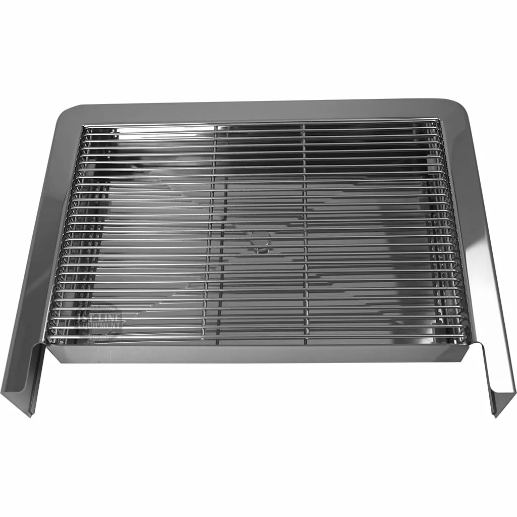 The Lelit 4000052 Drip Tray Grate Kit features a stainless steel rectangular frame with closely spaced horizontal bars, ideal for barbecues or grills and compatible with drip trays for convenient cleanup. © 2025 1st-line.com