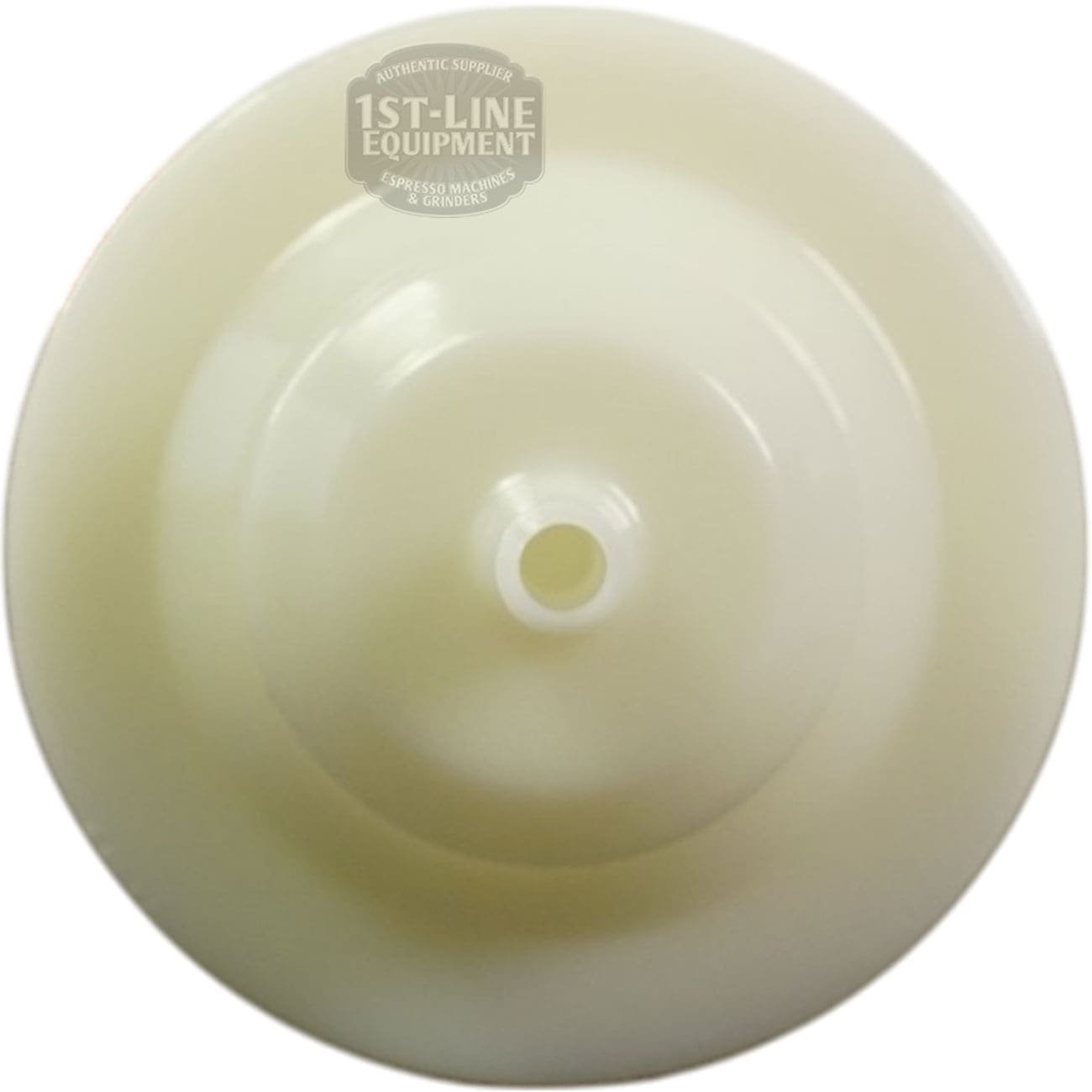 Top view of the Elektra 05637035 Water Softener, a round, white plastic component with a central hole and concentric ridges. The faint 1st-Line Equipment logo appears at the top. © 2025 1st-line.com