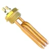 A close-up of the DISCONTINUED Pavoni Heating Element 1GR 1500w 120v for a water heater, showing its threaded brass base and two electrical terminals, displayed on a white background. © 2025 1st-line.com