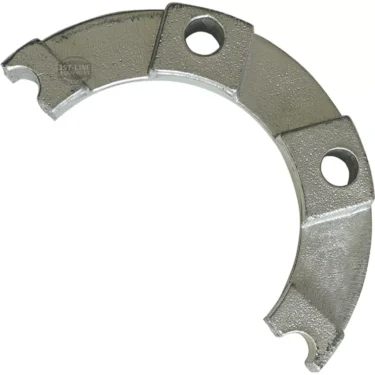 A close-up of the La Spaziale BOILER HALF HOOP RING—a metallic, semi-circular ring with a textured finish, three large holes, and a notched edge—an industrial boiler component. © 2025 1st-line.com