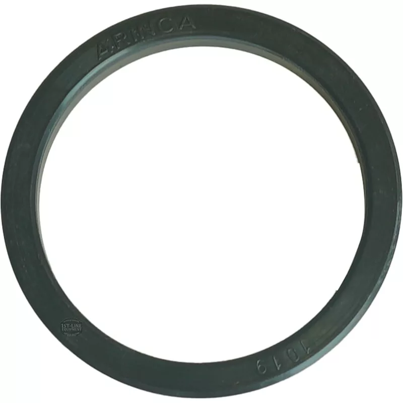 A round, black San Marco 64x52x6.5mm GROUP HEAD FILTER HOLDER GASKET features ARNICA and 4019 engravings on its surface and is displayed against a white background. © 2025 1st-line.com