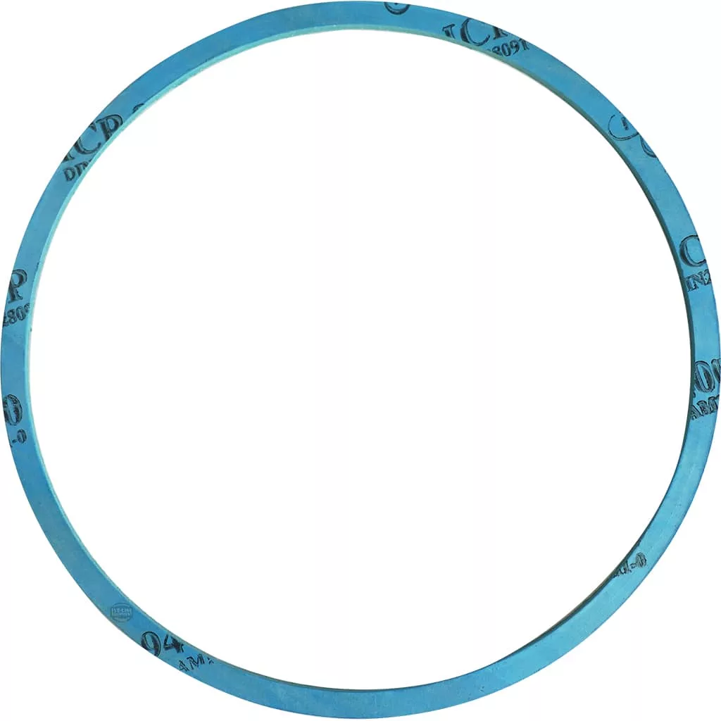 A thin, flat San Marco BOILER GASKET 165x150x3mm in blue, featuring black printed markings on its surface, displayed against a white background. © 2025 1st-line.com