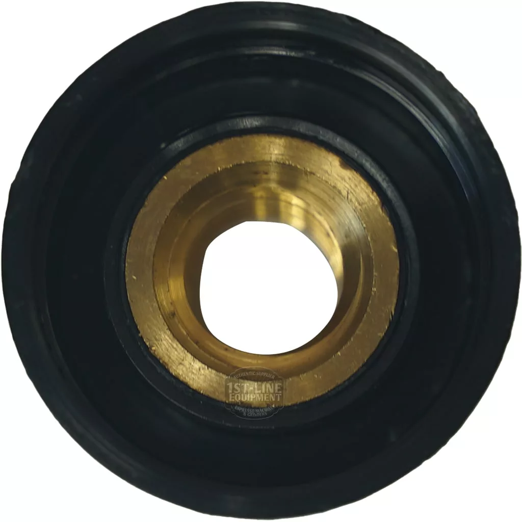 Close-up of a Futurmat STEAM/WATER HANDLE washer, featuring a circular black rubber design with a brass threaded inner ring, commonly used as a fitting in Futurmat espresso machines. © 2025 1st-line.com