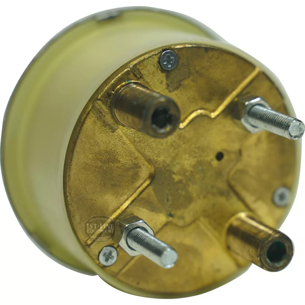 Close-up of a SAN MARCO DOUBLE GAUGE component: a brass and metal cylindrical part with four protruding threaded studs and screw heads on a flat, circular base. Likely used in industrial or automotive applications. © 2025 1st-line.com