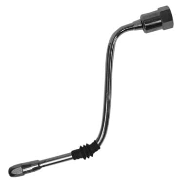 The Faema 12X174 LEVEL CRYSTAL is a chrome-plated metal tire valve extension featuring a curved design, hexagonal nut on one end, and a rubber gasket in the center, designed for easy access to tire valves. © 2025 1st-line.com