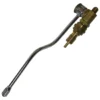 The Faema COMPLETE STEAM TAP is a brass and chrome-plated angle valve with a long bent handle and threaded connections, commonly used for water flow control in coffee machines like Faema. © 2025 1st-line.com