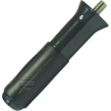 The Gaggia FILTERHOLDER HANDLE is a black plastic handle with a textured grip and metal threaded end, designed as a replacement part for Gaggia espresso machine portafilters. Shown on a white background. © 2025 1st-line.com