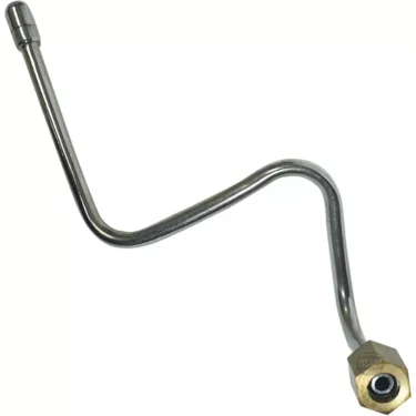 The La Spaziale RIGHT STEAM PIPE is a curved metal tube with a hexagonal brass fitting on one end and a rounded connector on the other, designed for use in La Spaziale espresso machines. © 2025 1st-line.com