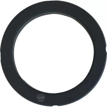 The Marzocco 72x55x7mm HOLDER GASKET is a black, circular ring shown from above on a white background—perfect as a replacement gasket for Marzocco machines. © 2025 1st-line.com