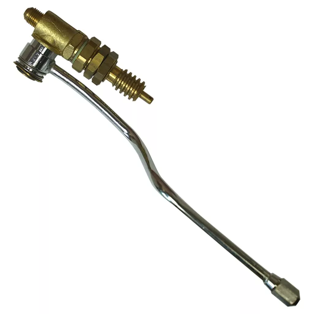 The Marzocco MODERN STEAM TAP tire valve inflator features a brass and metal build, curved nozzle, threaded fittings, and a design inspired by the sleek lines of the MODERN STEAM TAP for efficient vehicle tire inflation. © 2025 1st-line.com