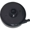 The Rancilio DRAIN TANK is a round black plastic part with a central threaded opening, a small side tube, and a slightly raised edge, commonly used in coffee machines or related appliances. © 2025 1st-line.com