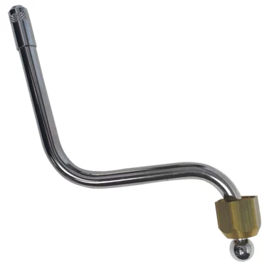 The Rancilio STEAM PIPE is a chrome-plated L-shaped rod with a brass fitting and metallic ball, designed as a steam pipe for espresso machines or Rancilio kitchen and laboratory faucet spouts. © 2025 1st-line.com