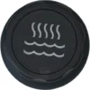 The Rancilio Water Handle is a black circular knob with a white icon of three wavy lines above three horizontal lines, symbolizing steam over water to indicate hot water or steam control. © 2025 1st-line.com