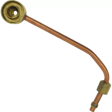 The SAN MARCO MODERN LEVEL UPPER BODY torch burner head features a brass and copper build, angled tube, and threaded connector—ideal for welding, brazing, or heating upper body components. © 2025 1st-line.com