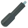 The V.3561 FILTERHOLDER HANDLE M-12 is a black cylindrical plastic handle with a metal M-12 threaded stud for attaching to tools or machinery as a replacement handle. © 2025 1st-line.com