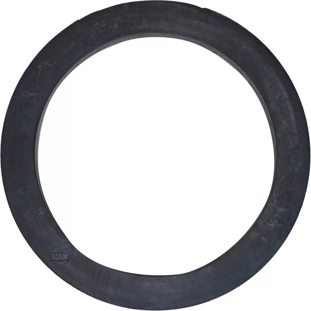 The Wega 73x57x9mm MODERN PORTAFILTER HOLDER GASKET is a black rubber, circular gasket with a central hole, displayed on a white background. © 2025 1st-line.com