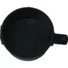 The WEGA MODERN DRAIN TRAY is a black, circular plastic part with an open top and threaded side connector, shown from above on a white background. © 2025 1st-line.com