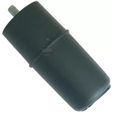 A black cylindrical rubber foot with a metal threaded stud for Faema equipment, also compatible with the Faema ALIMENTARY GASKET 57x42x3mm. Suitable as a replacement leg or support. © 2025 1st-line.com