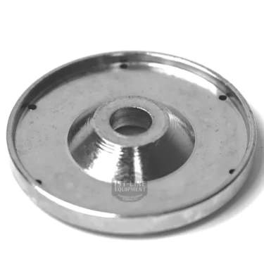 A close-up of the P..266 GROUP SPRAY DIFFUSER, highlighting its round, metallic disc with a raised conical center, central hole, smooth shiny finish, and four small holes near the edge. © 2025 1st-line.com
