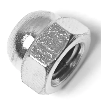 A close-up of the R..455 FILTER HOLDER NUT 12mm—a shiny, domed acorn nut with a hexagonal base—displayed on a white background. © 2025 1st-line.com