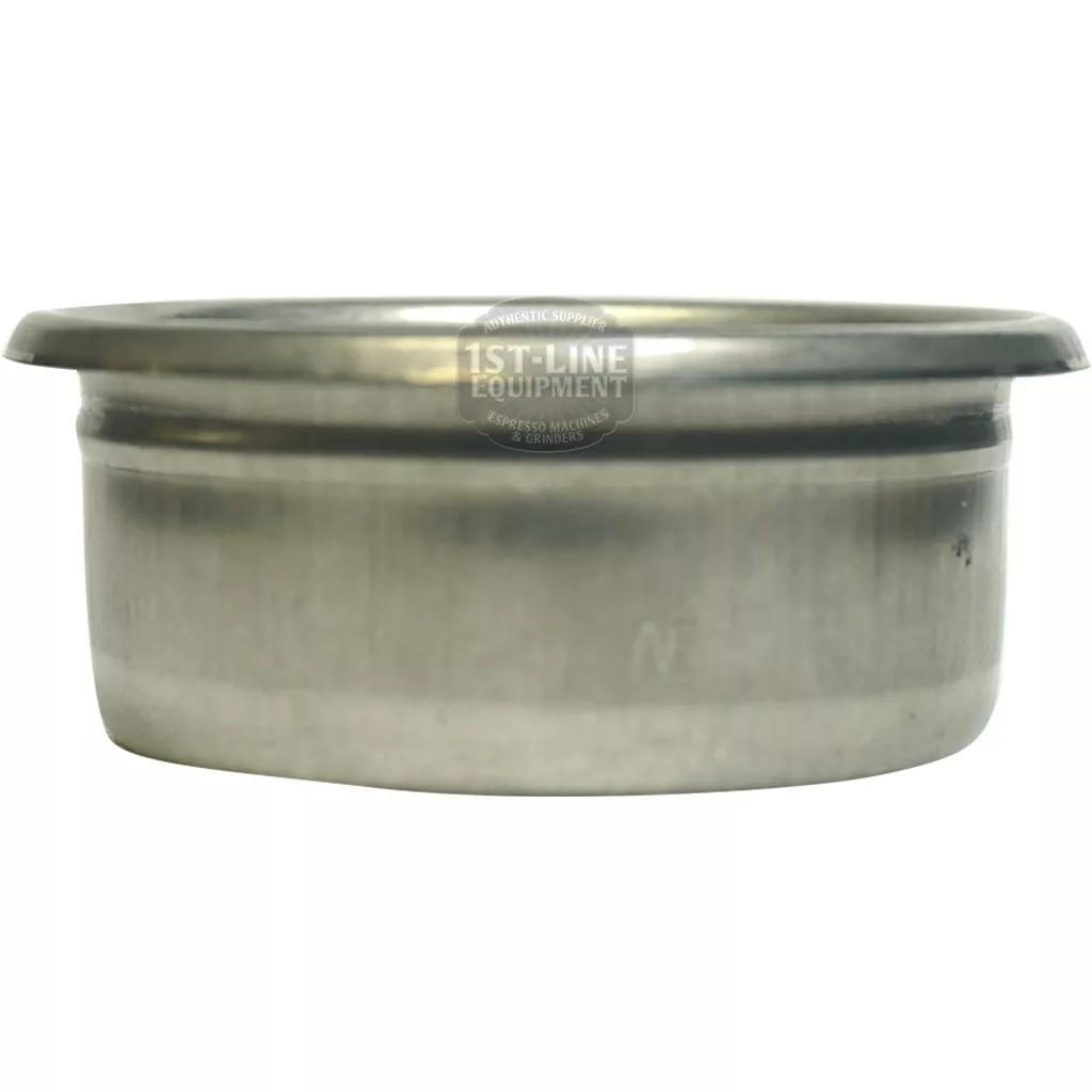 A close-up of the San Marco 8 GR. 1 CUP FILTER, a stainless steel basket with a subtly flared rim, shown against a plain white background. © 2025 1st-line.com