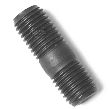 A close-up of the SP.145 HEADLESS SCREW, a black metal double-ended threaded stud bolt with a plain midsection, displayed against a white background. © 2025 1st-line.com