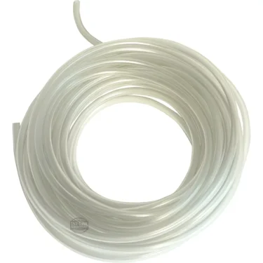 A coiled length of V.1653 PVC PIPE 6x8mm, clear and flexible tubing, is displayed in a circular shape on a plain white background. © 2025 1st-line.com