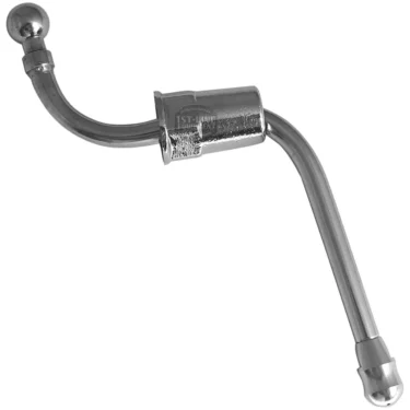 A curved metal lever with a round knob, photographed on a white background, echoes the sleek design of the Futurmat MODERN STEAM OUTLET PIPE. © 2025 1st-line.com