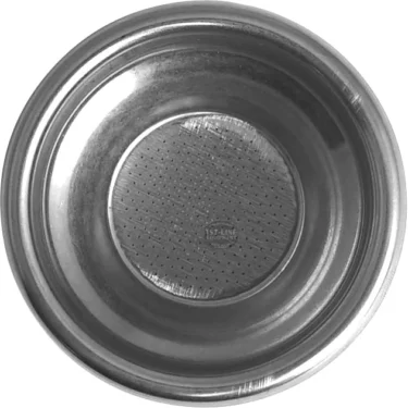 A La Spaziale 7 Gram 1 CUP COFFEE FILTER portafilter basket with a perforated base, viewed from above on a plain white background. © 2025 1st-line.com