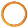 A single R.1025 COPPER GASKET 21x17x1 mm, featuring a smooth, circular shape with a central hole, is displayed on a white background. © 2025 1st-line.com