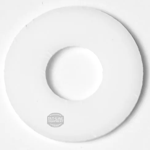 A white, circular SM.486 PTFE GASKET (17x7x1.25 mm) with a large center hole is shown from above on a white background. The 1st-Line Equipment logo appears faintly near the bottom edge of the gasket. © 2025 1st-line.com