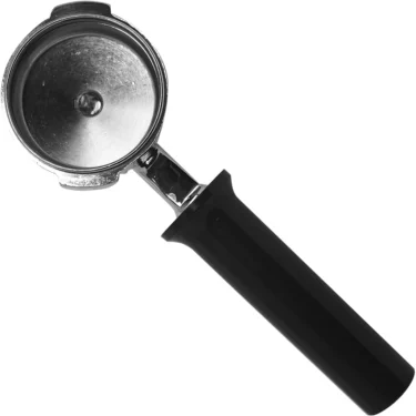 Gaggia 1 COFFEE FILTERHOLDER, a metal espresso portafilter with a black handle, seen from above on a white background. © 2025 1st-line.com