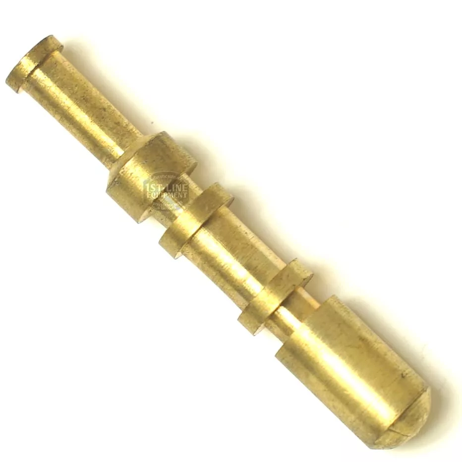 The F.1391 E-91 WATER-STEAM TAP PIN is a brass, cylindrical component with multiple ridges and a tapered end, shown isolated on white, designed for E-91 water-steam tap applications. © 2025 1st-line.com
