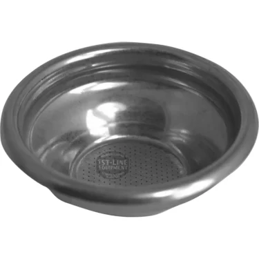 The Faema 7 GRAM 1 CUP FILTER is a stainless steel espresso portafilter basket with a perforated bottom for single 7 gram shots, shown angled on a white background. © 2025 1st-line.com