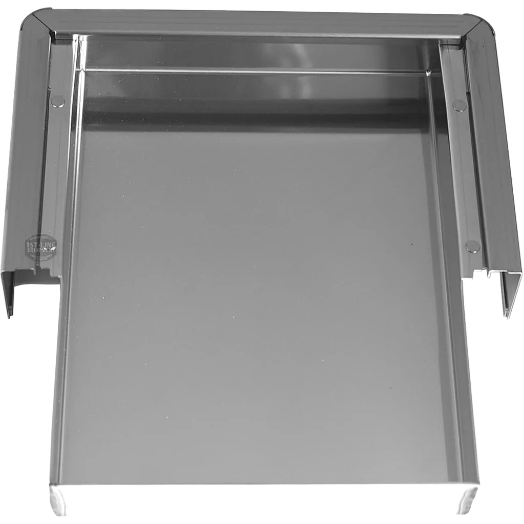 The Lelit 1000065 Stainless Steel Drip Tray features a reflective surface, raised edges, and is designed for wall or ceiling installation; compatible with Lelit machines. © 2025 1st-line.com