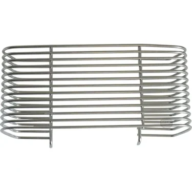 The Lelit 1600038 Drip Tray Riser/Extender is a rectangular metal wire rack with horizontal bars and curved edges, elevated on two support legs—ideal for extending your drip tray and adding versatility. © 2025 1st-line.com