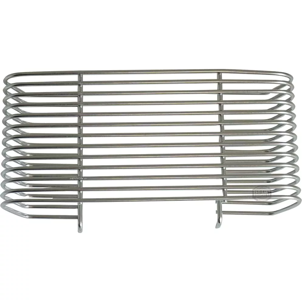 The Lelit 1600038 Drip Tray Riser/Extender is a rectangular metal wire rack with horizontal bars and curved edges, elevated on two support legs—ideal for extending your drip tray and adding versatility. © 2025 1st-line.com