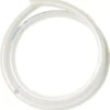 The Lelit 9700051 DRAIN HOSE for Lelit Bianca is a coiled, transparent braided plastic hose with faint blue text, shown on a white background. © 2025 1st-line.com