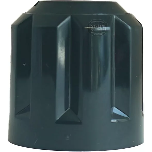 The MARZOCCO HANDLE TAP KNOB - STEAM/WATER TAP is a black, faceted, cylindrical plastic knob with vertical ridges, compatible as a Marzocco handle and shown against a white background. © 2025 1st-line.com