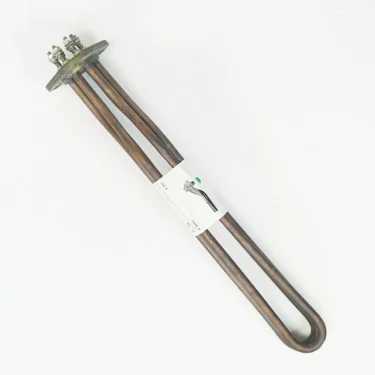 The Pavoni P...74 HEATING ELEMENT 1GR 1900W 110V features two long U-shaped rods and connecting terminals on a rectangular plate, shown on a plain white background. © 2025 1st-line.com