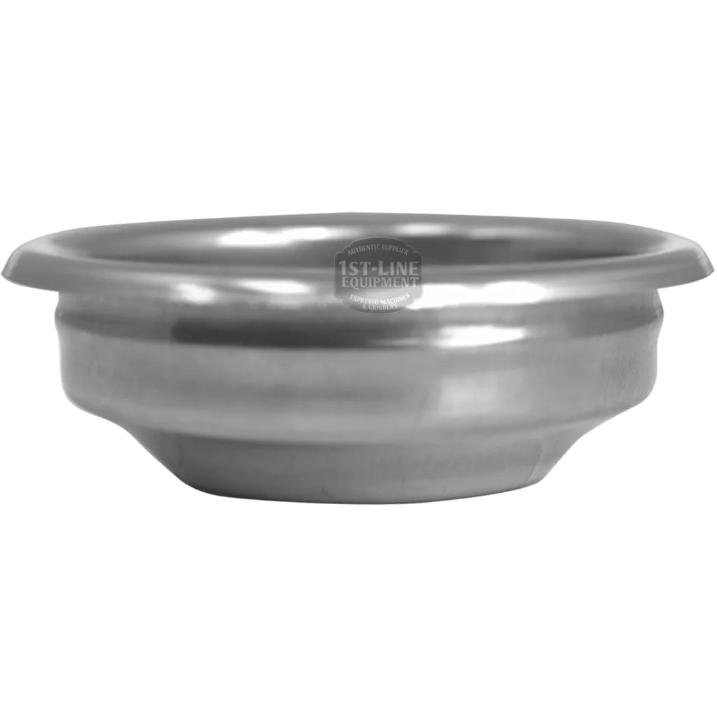 The Rancilio 7 GRAM 1 CUP FILTER is a stainless steel portafilter basket with a wide rim and shallow, rounded bowl, designed for espresso machines to hold 7 grams of coffee grounds. © 2025 1st-line.com
