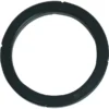 The Rancilio HOLDER GASKET 73.5x57.5x8mm is a black, circular plastic ring with a smooth finish and small notch, shown on a white background—perfect for ensuring a snug fit in your espresso machine. © 2025 1st-line.com