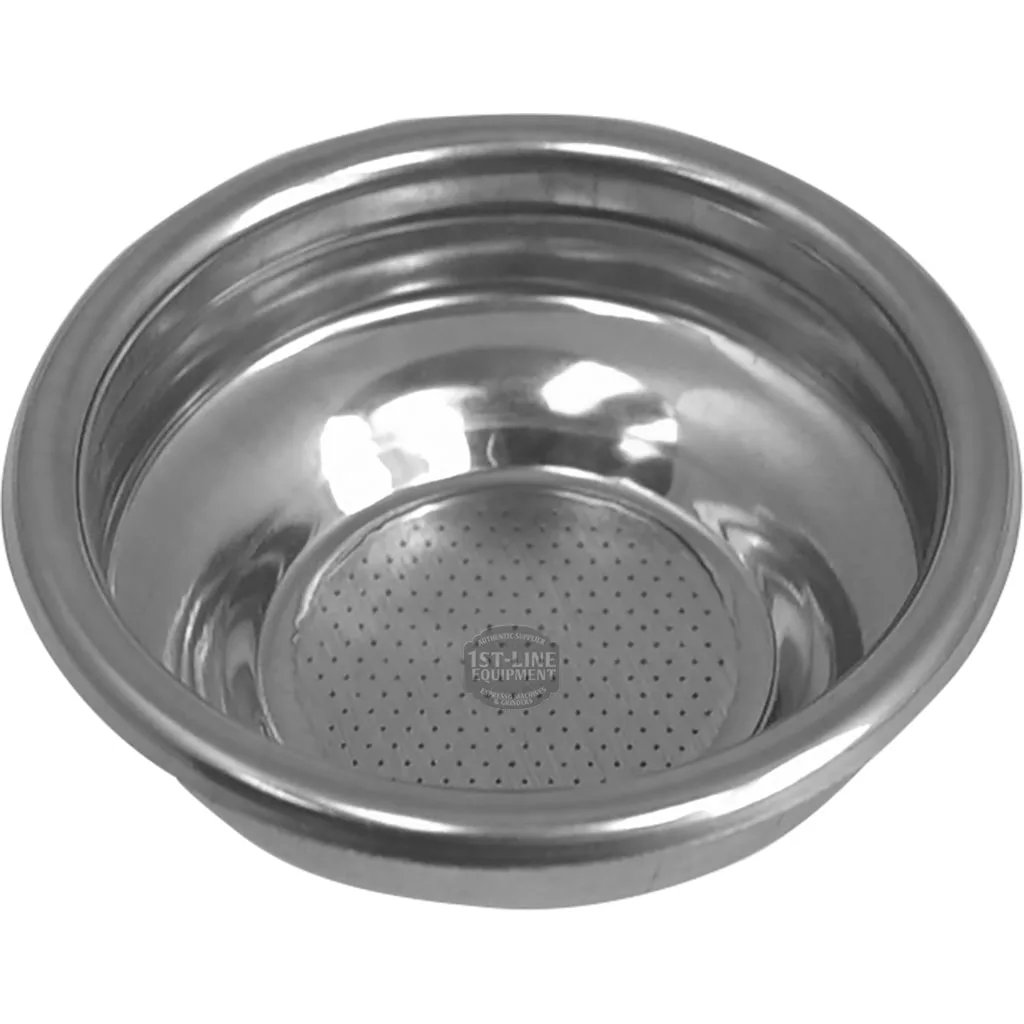 The San Marco 7 GRAMS 1 CUP FILTER is a stainless steel espresso portafilter basket with small bottom holes, designed for optimal coffee extraction using 7 grams of coffee per cup. © 2025 1st-line.com